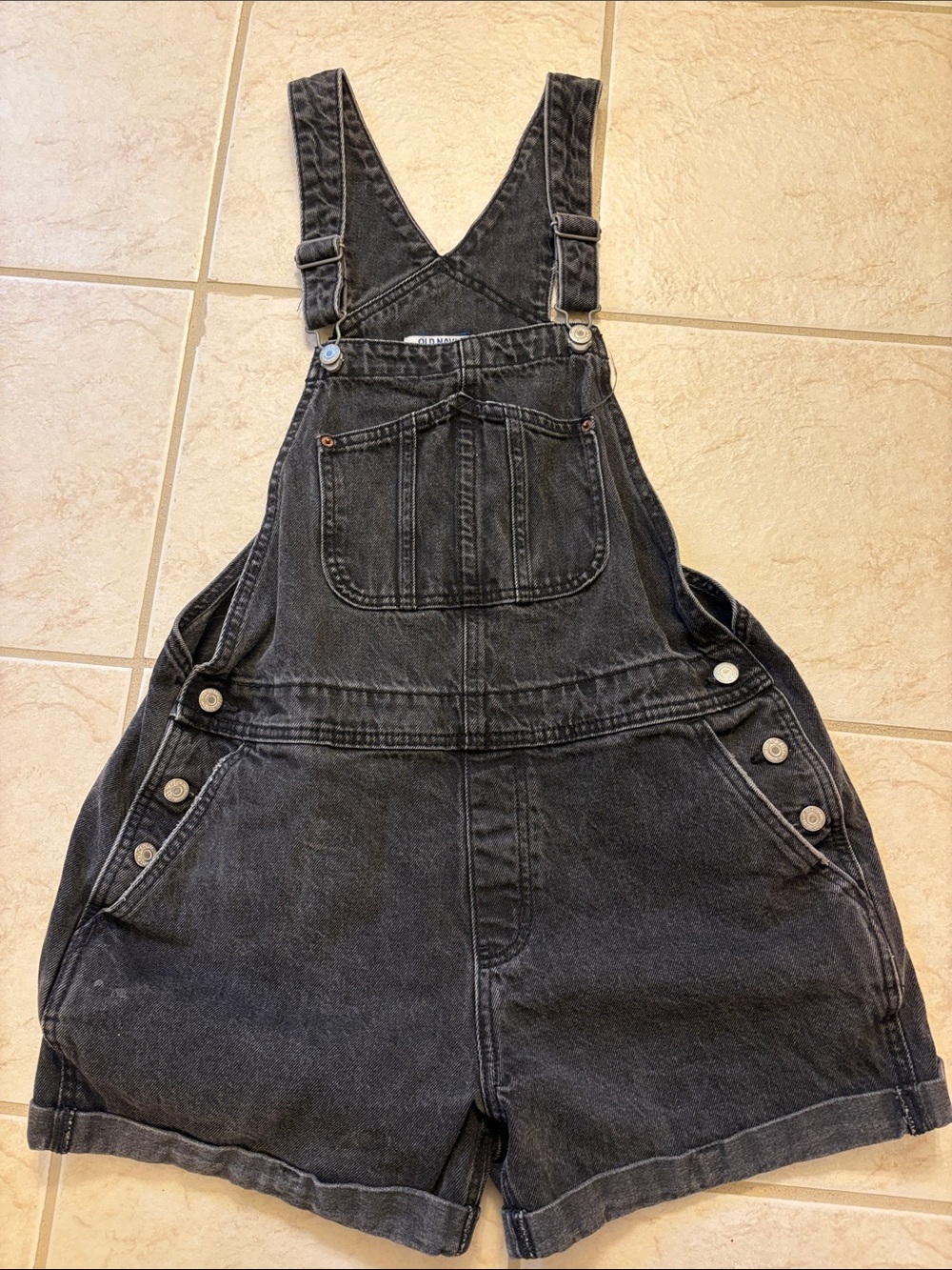 Old Navy Black Denim Short Overalls